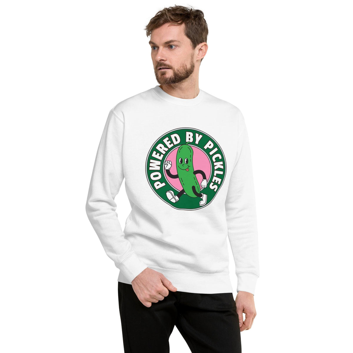 Pickles Sweatshirt | Funny Powered by Pickles Gift | Quirky Foodie Apparel | Unique Food Lover Clothing