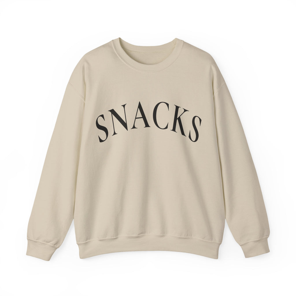 Snacks Crewneck Sweatshirt - Minimal Graphic "SNACKS" Pullover