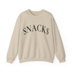 Snacks Crewneck Sweatshirt - Minimal Graphic "SNACKS" Pullover