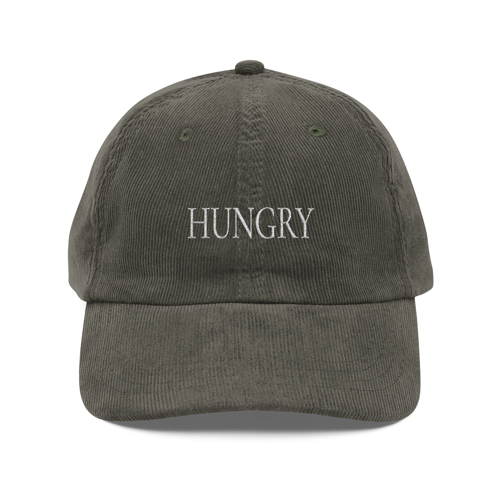 HUNGRY Embroidered Corduroy Cap - Vintage Rust Dad Hat