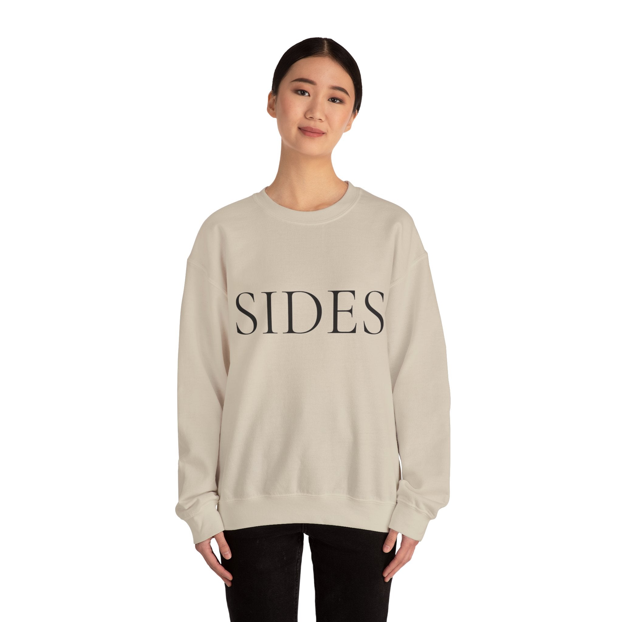 SIDES Crewneck Sweatshirt - Minimalist White Graphic Pullover