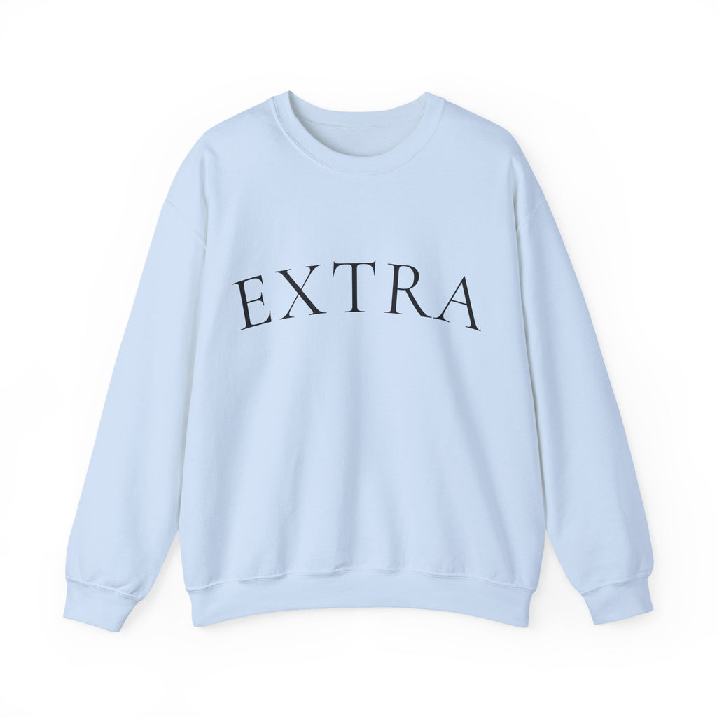 EXTRA Crewneck Sweatshirt - Minimal White Pullover with 'EXTRA' Text