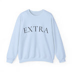 EXTRA Crewneck Sweatshirt - Minimal White Pullover with 'EXTRA' Text