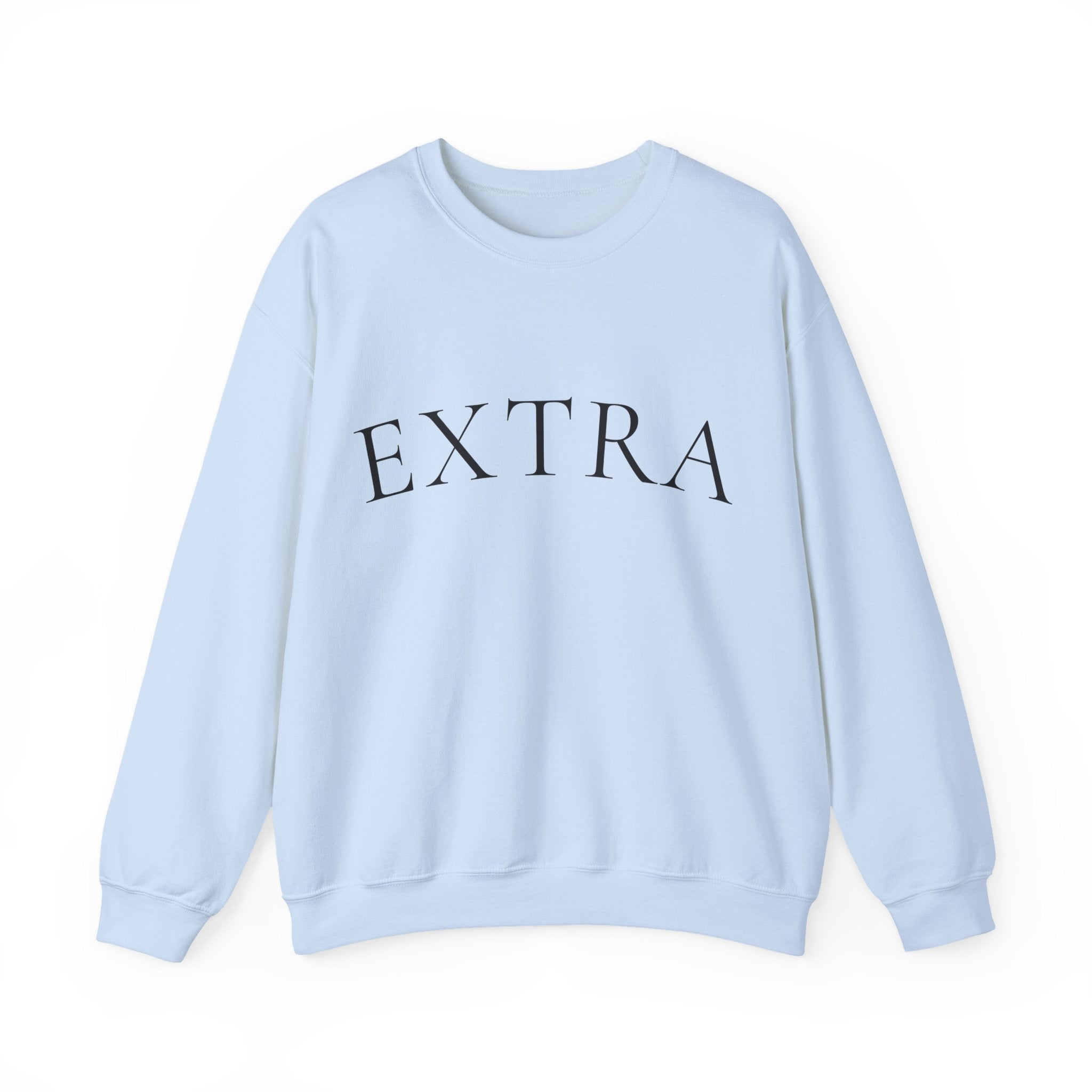 EXTRA Crewneck Sweatshirt - Minimal White Pullover with 'EXTRA' Text