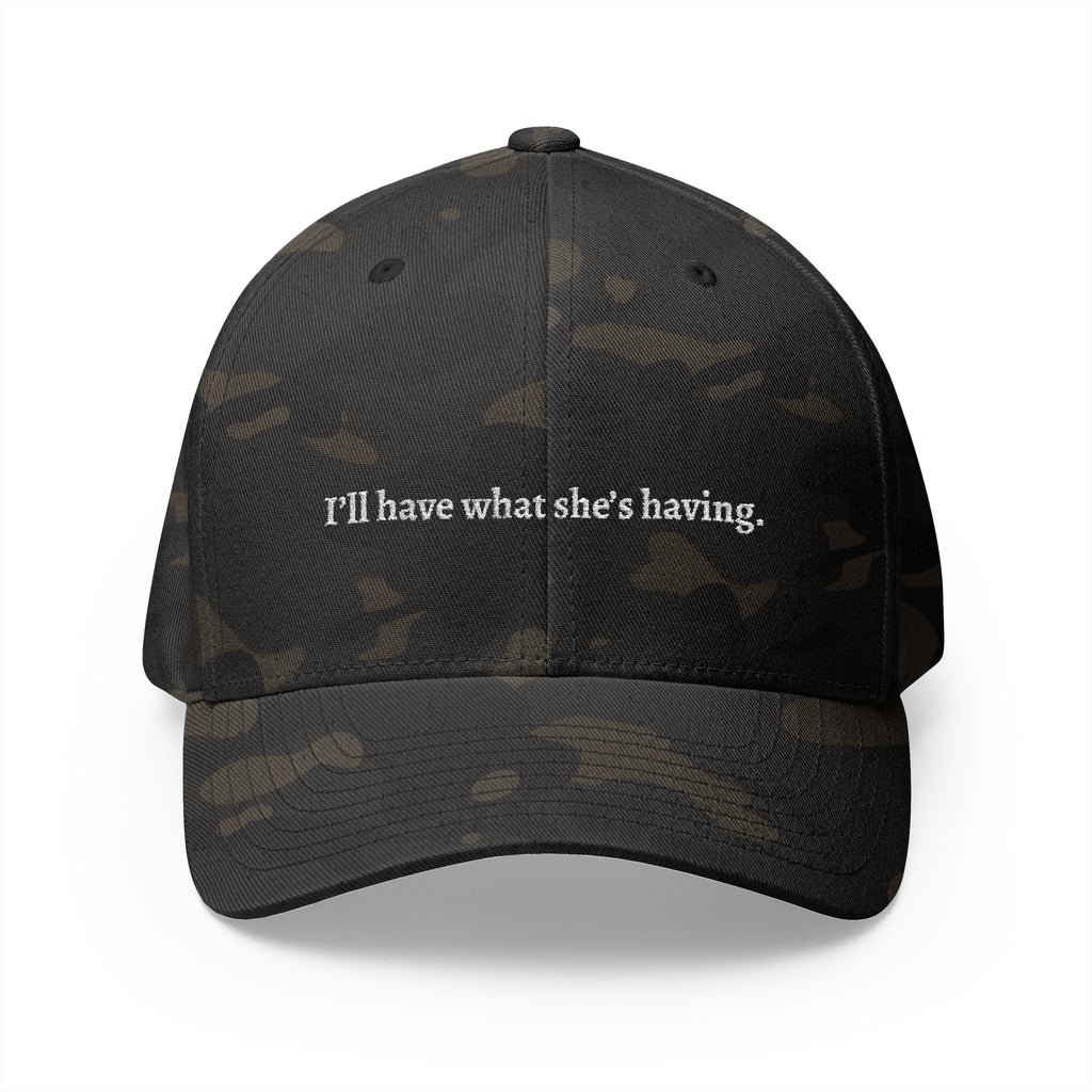 i'd have what she's having Embroidered Cap | Script Text Baseball Hat