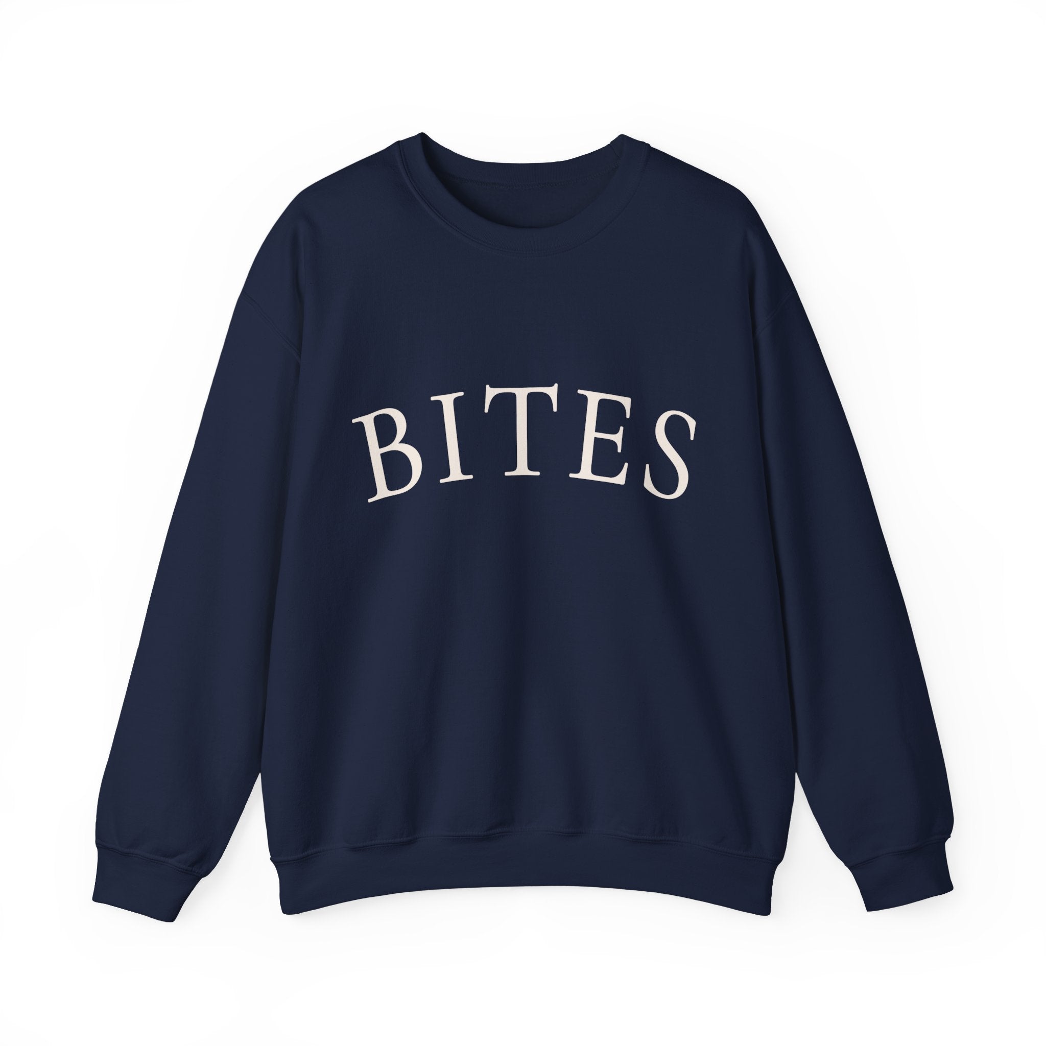 BITES Crewneck Sweatshirt – Minimalist White Graphic Pullover