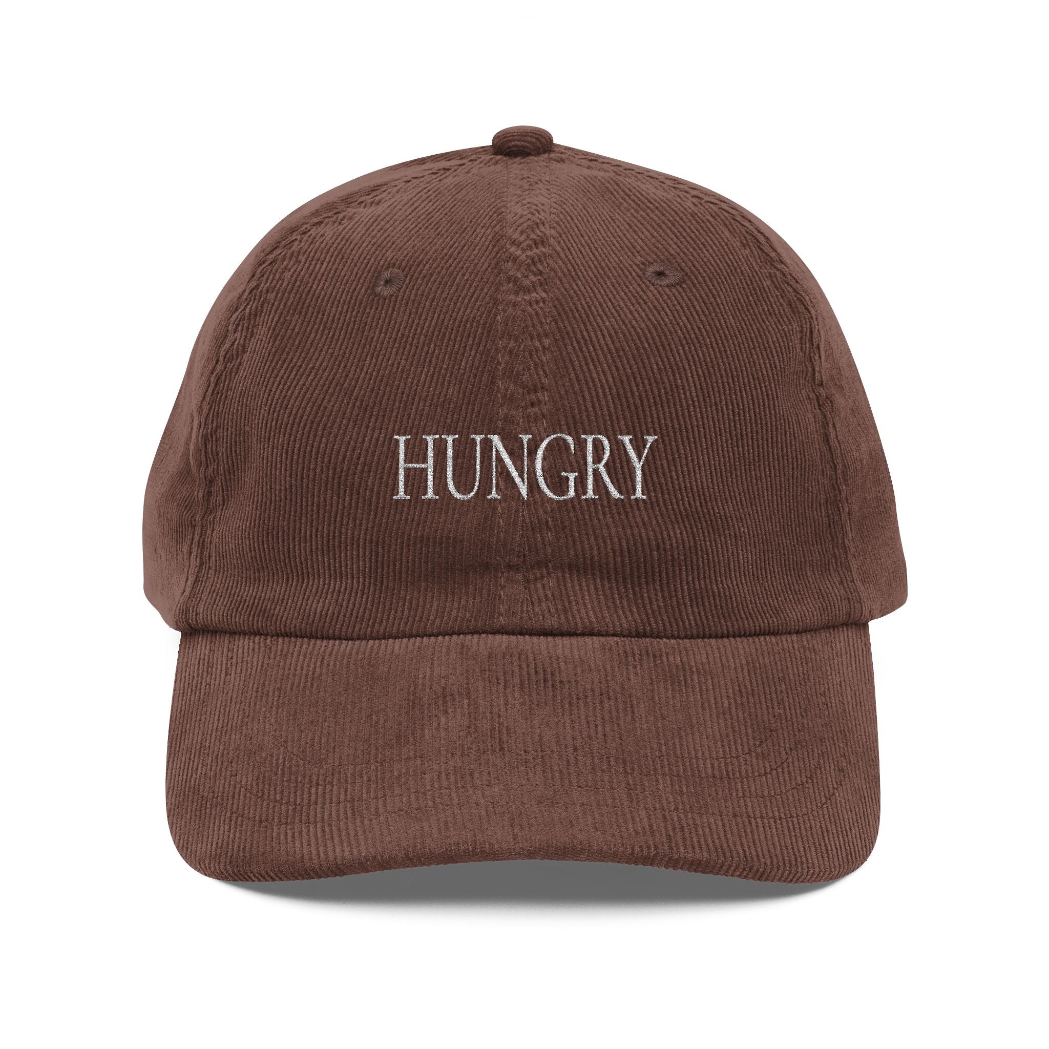HUNGRY Embroidered Corduroy Cap - Vintage Rust Dad Hat