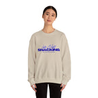 Late Night Snacking Retro Script Neon Blue Sweatshirt | Music Lyrics Snacks