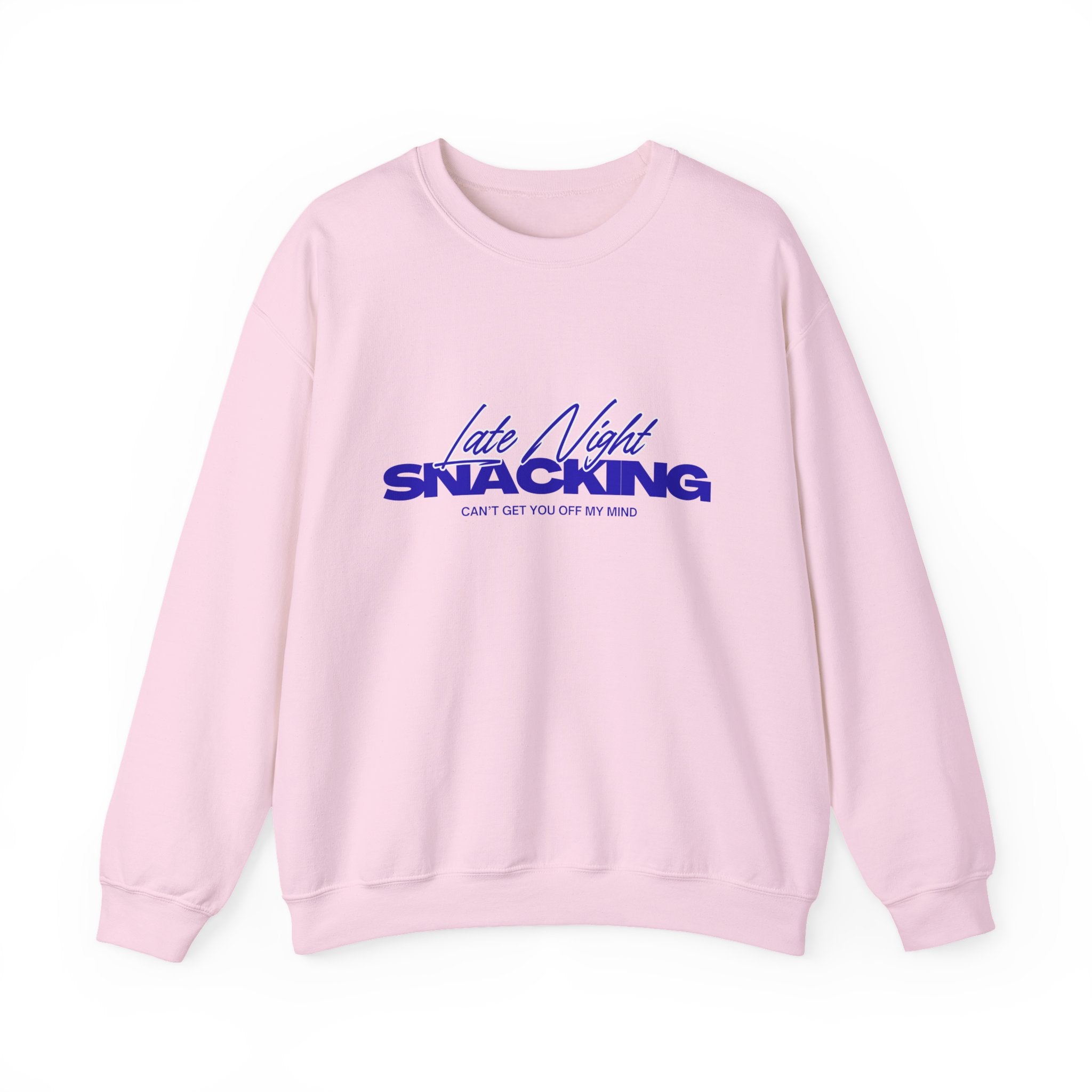 Late Night Snacking Retro Script Neon Blue Sweatshirt | Music Lyrics Snacks