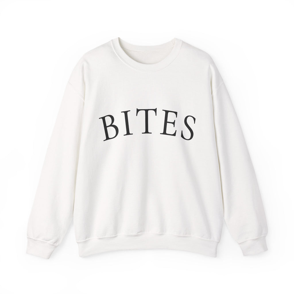 BITES Crewneck Sweatshirt – Minimalist White Graphic Pullover