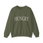 HUNGRY Graphic Sweatshirt – Minimalist White Crewneck