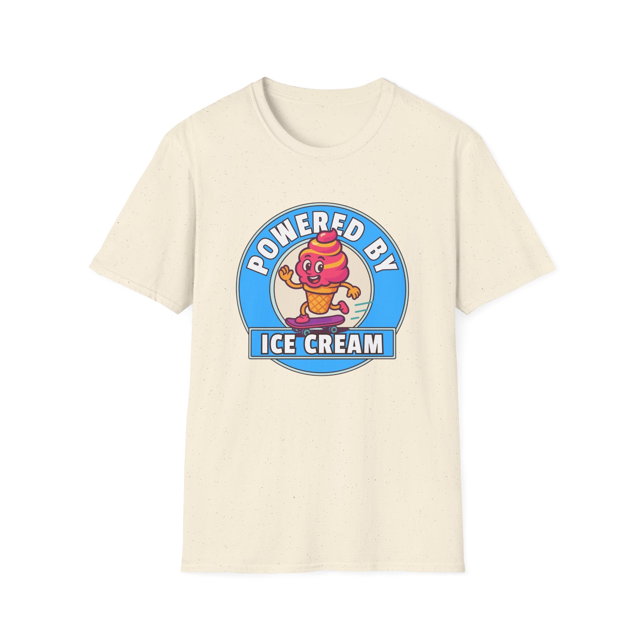 Powered by Ice Cream T-Shirt | Cute Cartoon Ice Cream Cone Logo