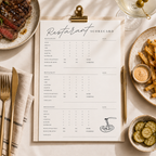 Restaurant Scorecard Printable – Fine Dining Review Tracker (Digital Download PDF)