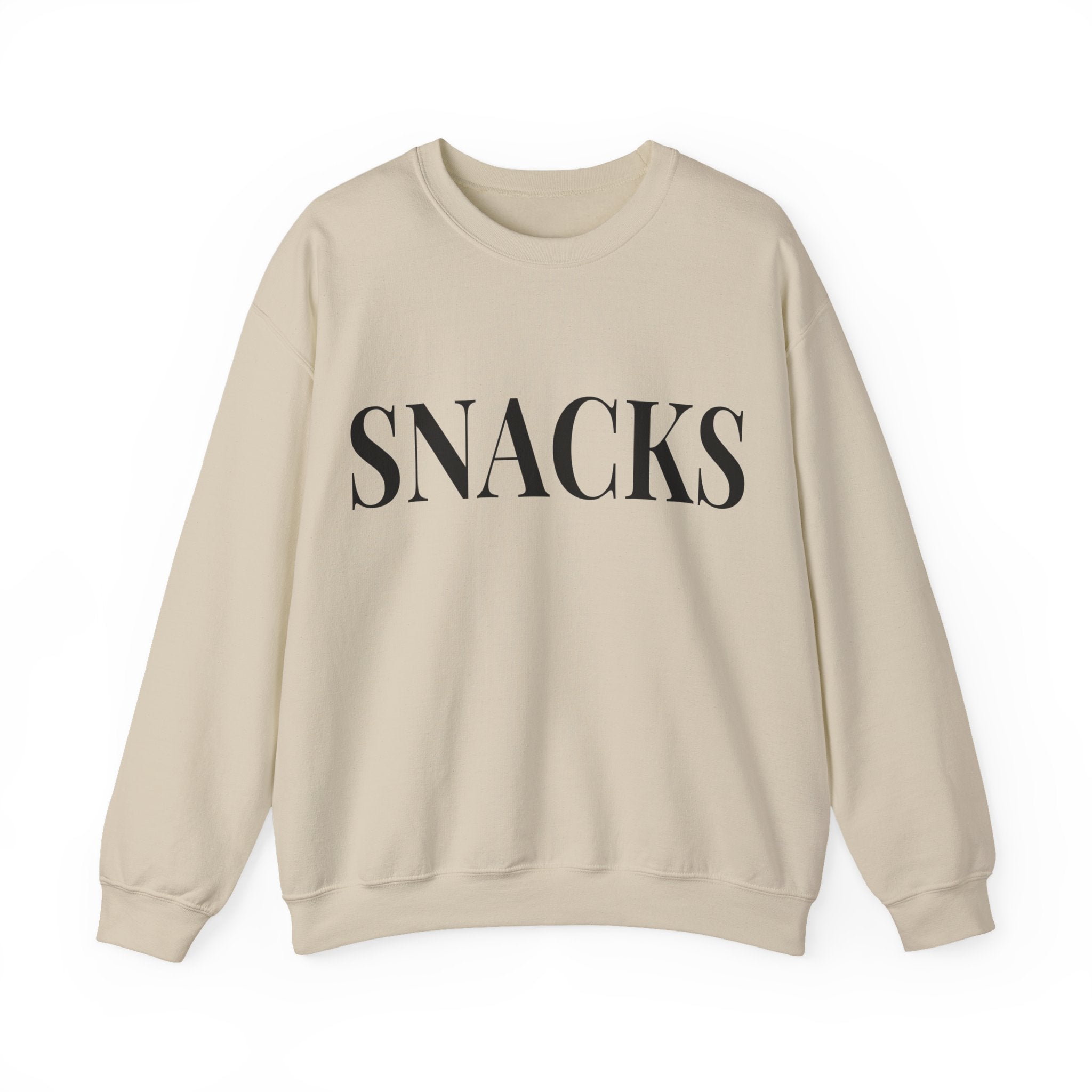 SNACKS Crewneck Sweatshirt — Minimal Foodie Graphic Pullover