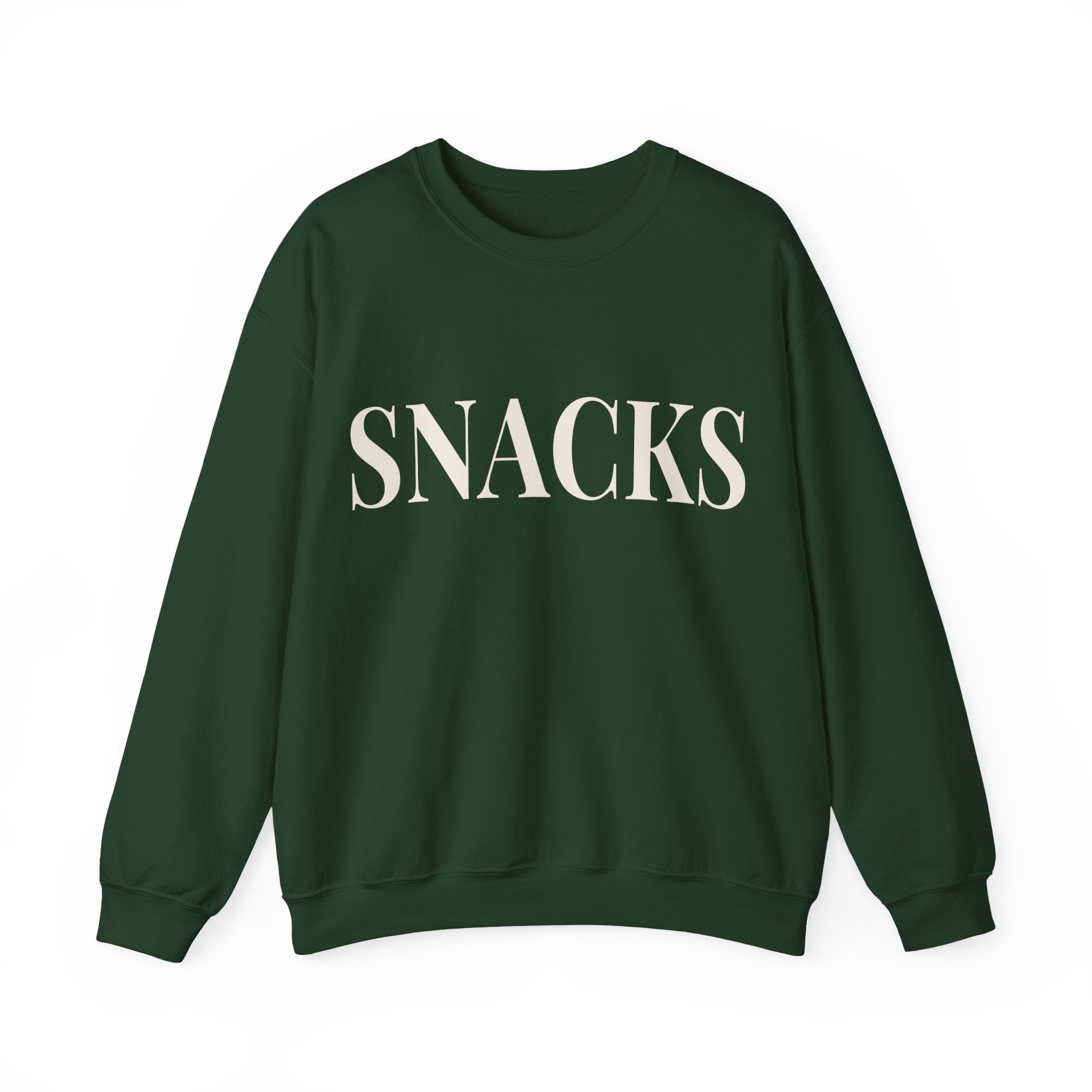 SNACKS Crewneck Sweatshirt — Minimal Foodie Graphic Pullover