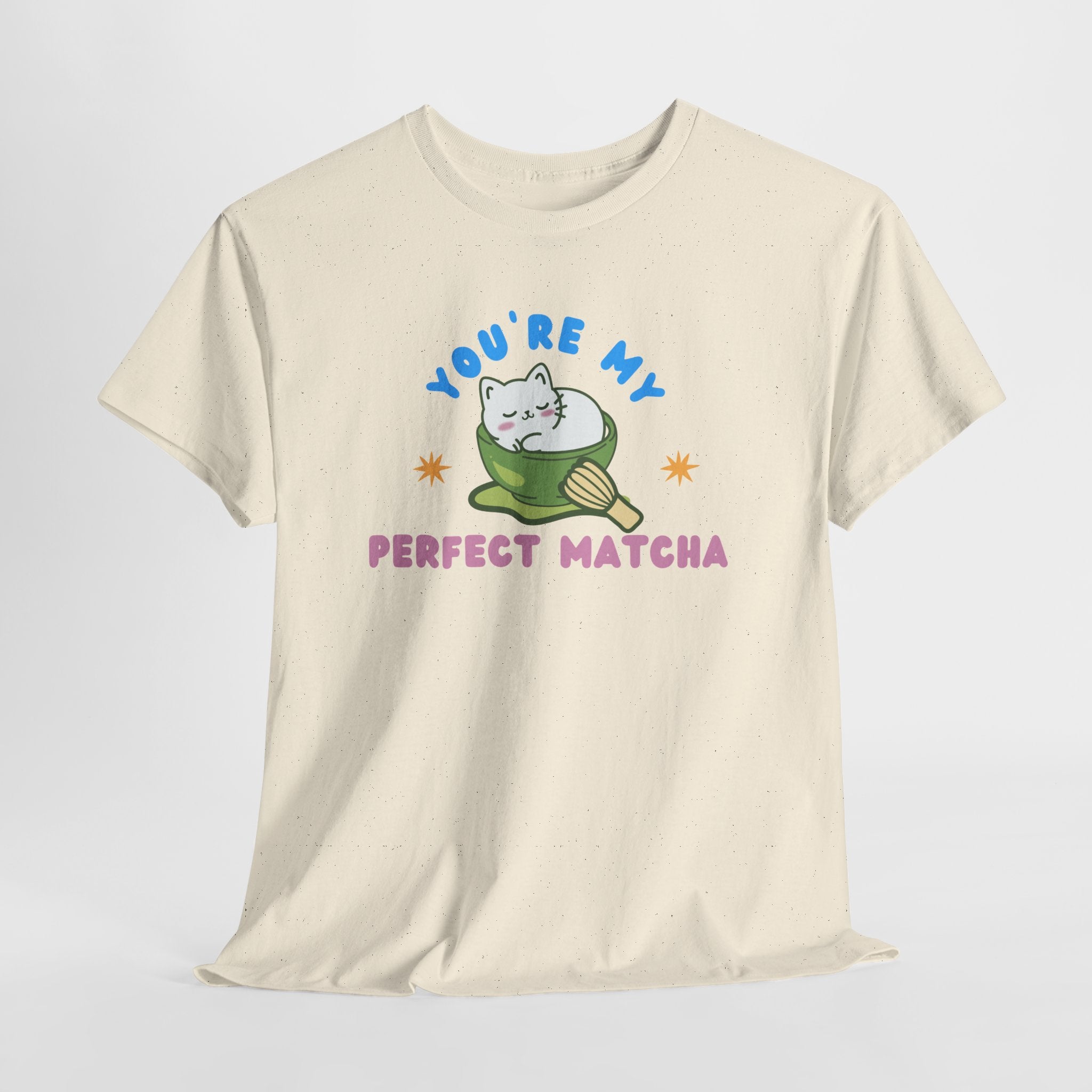 Cat Matcha Tee, Cute Matcha T-shirt, Cat Lover Gift, Unisex Tee, Heavy Cotton Tee, Perfect Matcha Shirt