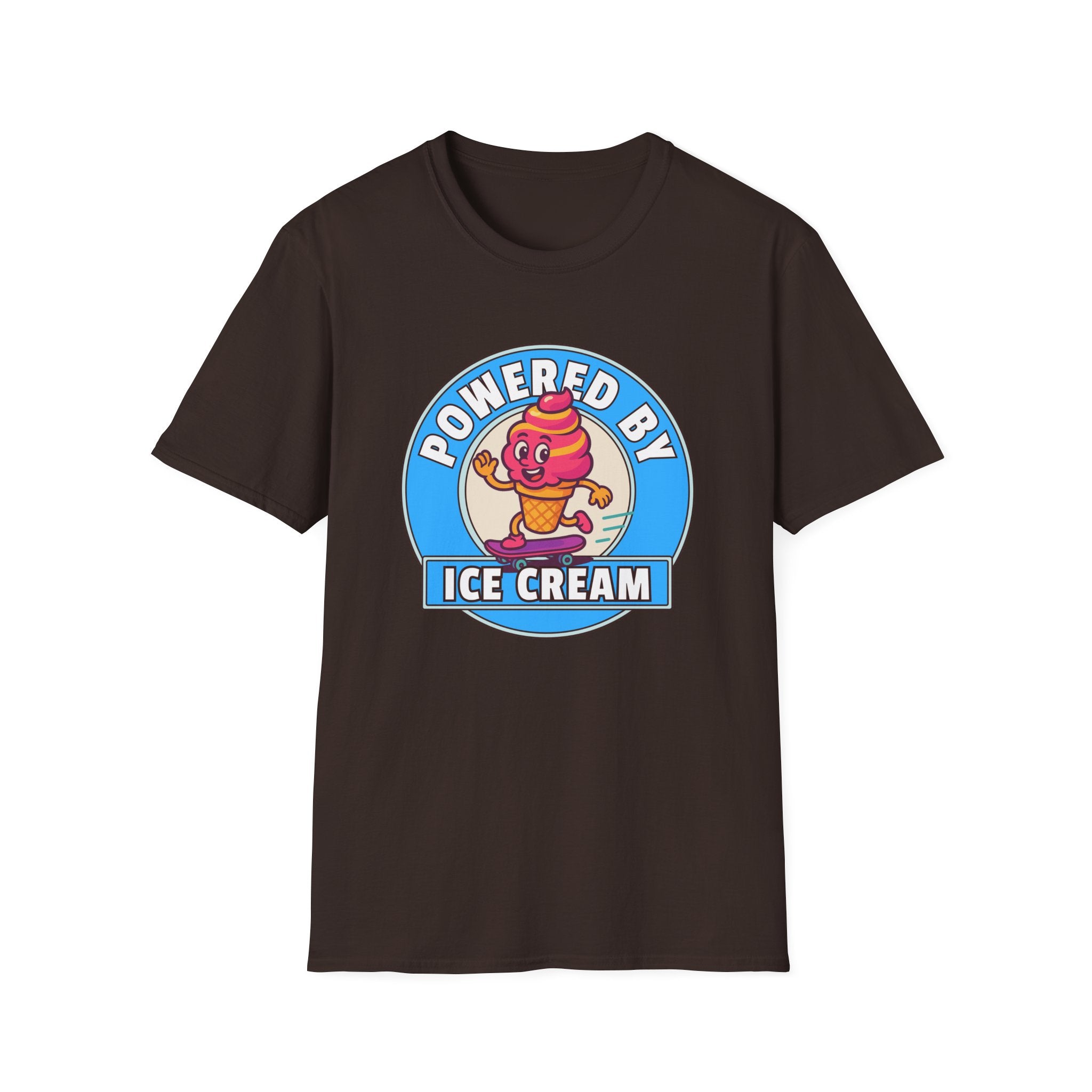Powered by Ice Cream T-Shirt | Cute Cartoon Ice Cream Cone Logo