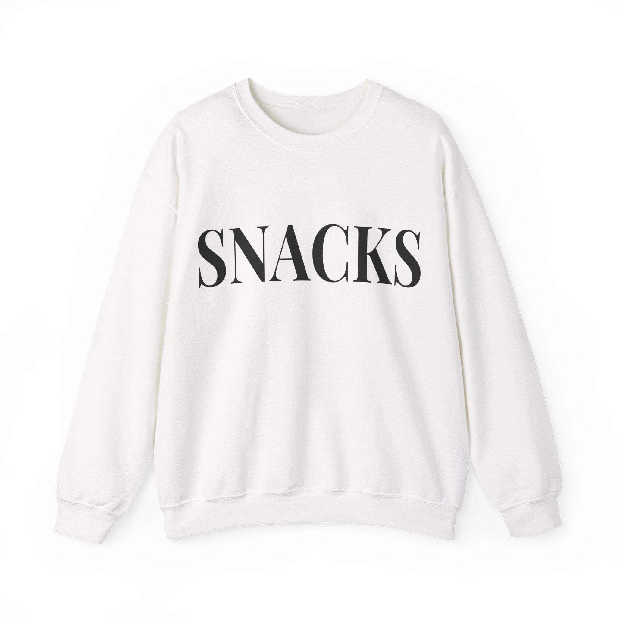 SNACKS Crewneck Sweatshirt — Minimal Foodie Graphic Pullover