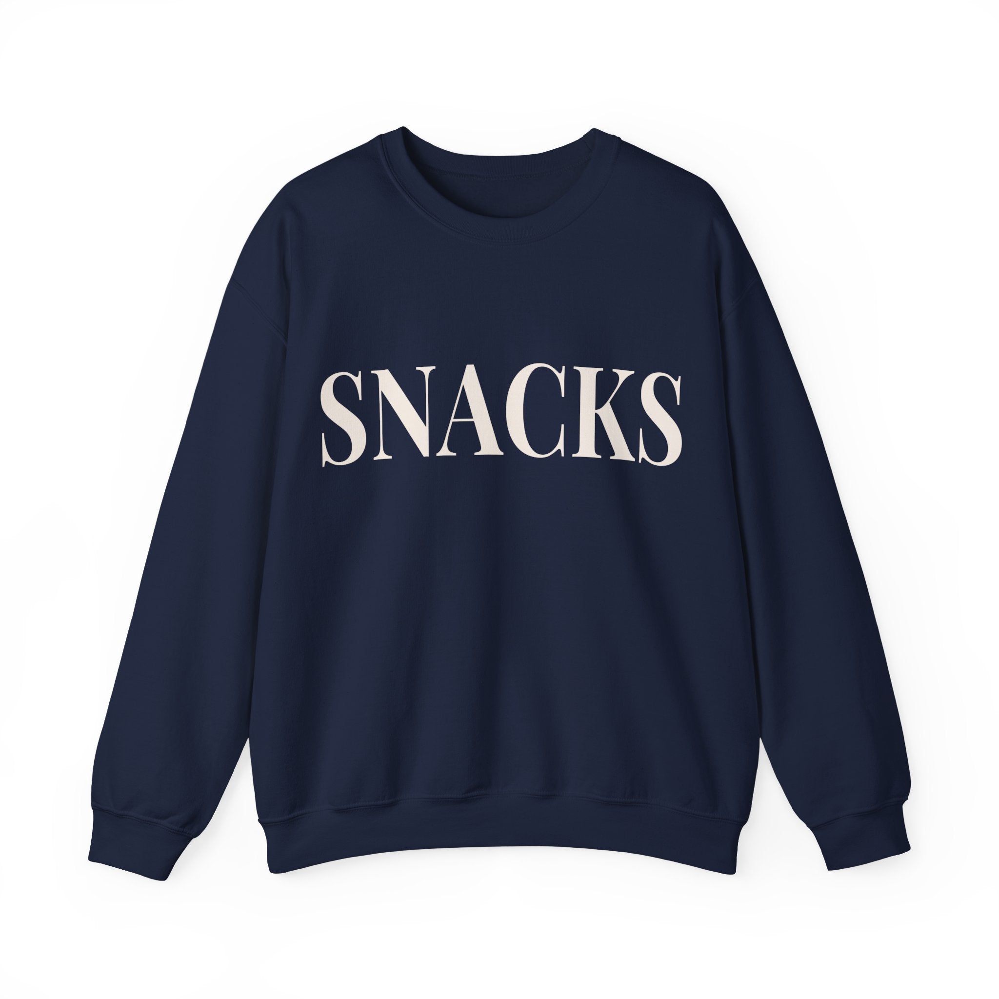 SNACKS Crewneck Sweatshirt — Minimal Foodie Graphic Pullover