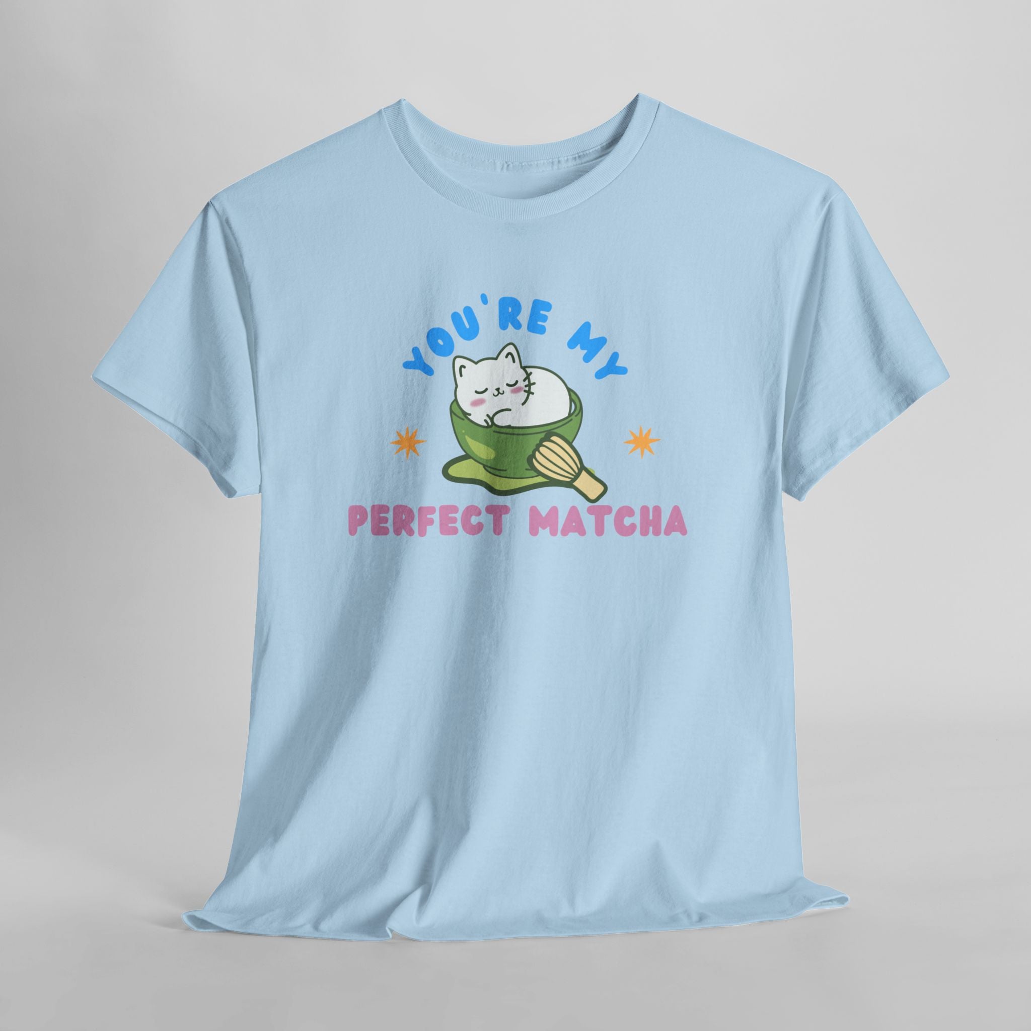 Cat Matcha Tee, Cute Matcha T-shirt, Cat Lover Gift, Unisex Tee, Heavy Cotton Tee, Perfect Matcha Shirt