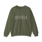 DINNER Crewneck Sweatshirt - Minimalist Text Pullover