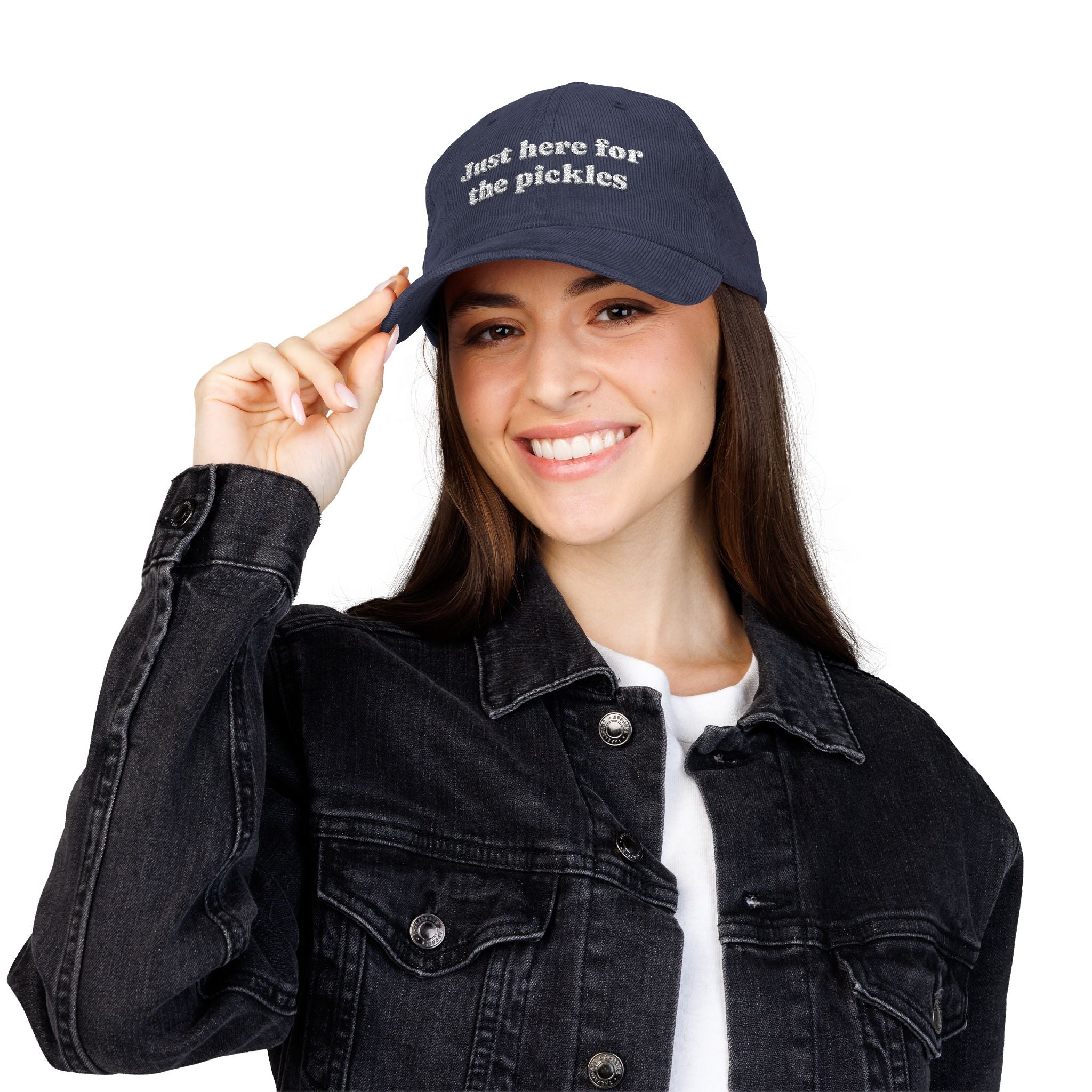 Just Here for the Pickles Corduroy Cap | Embroidered Vintage Dad Hat