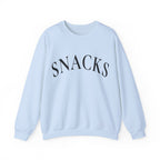 Snacks Crewneck Sweatshirt - Minimal Graphic "SNACKS" Pullover