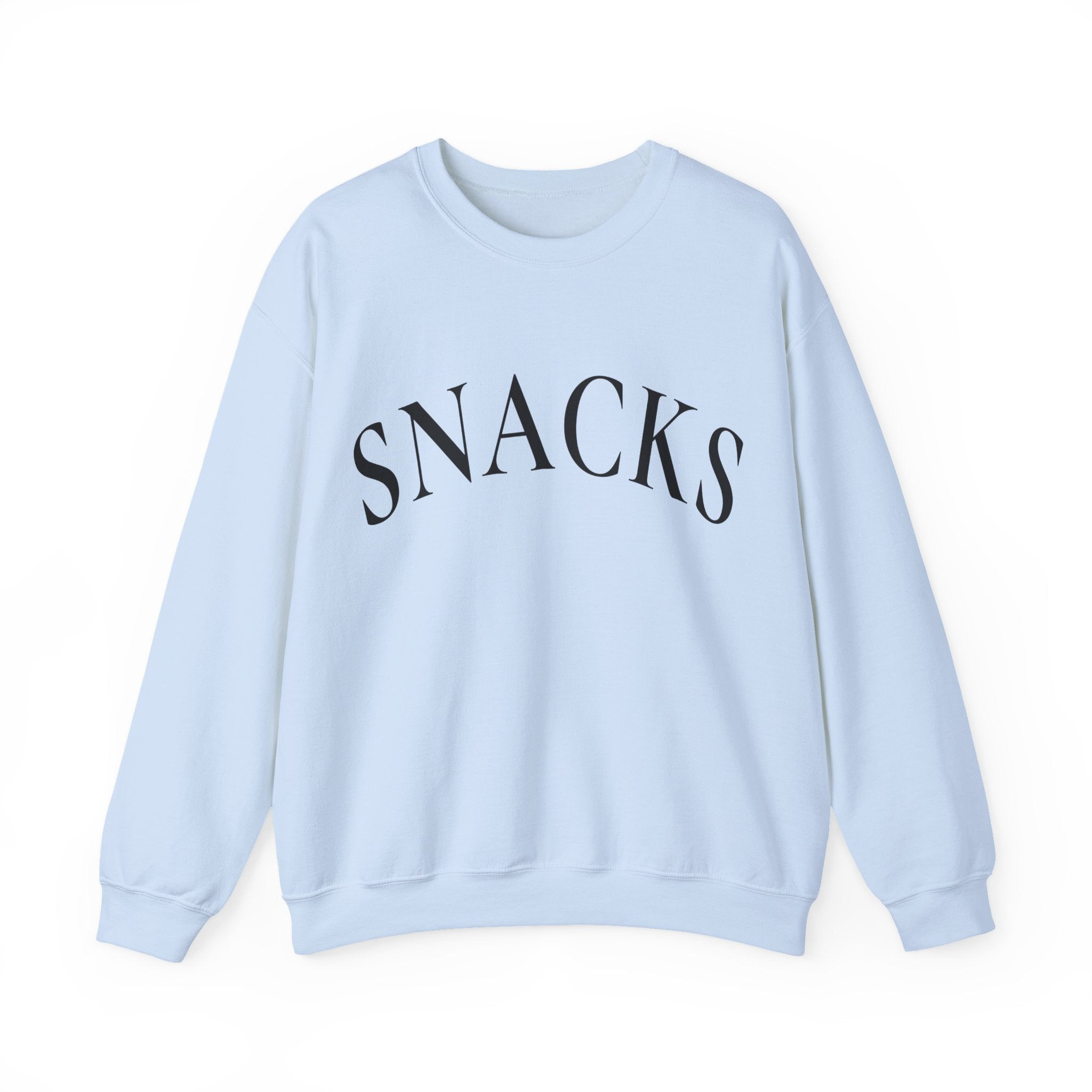 Snacks Crewneck Sweatshirt - Minimal Graphic "SNACKS" Pullover