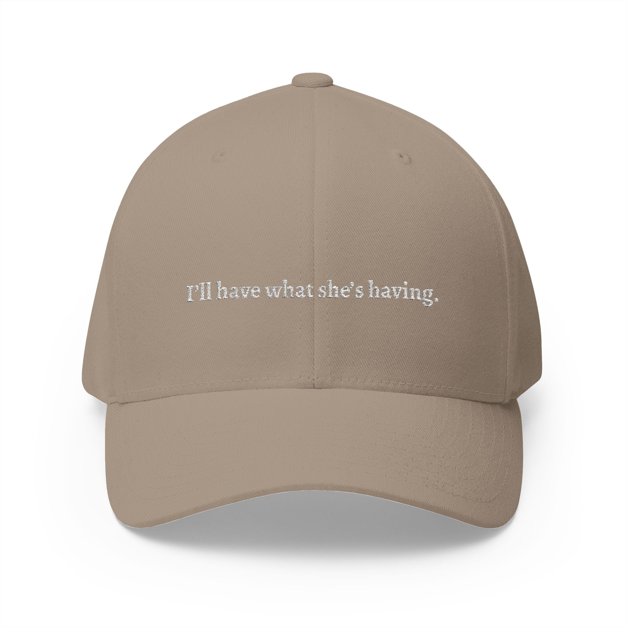i'd have what she's having Embroidered Cap | Script Text Baseball Hat