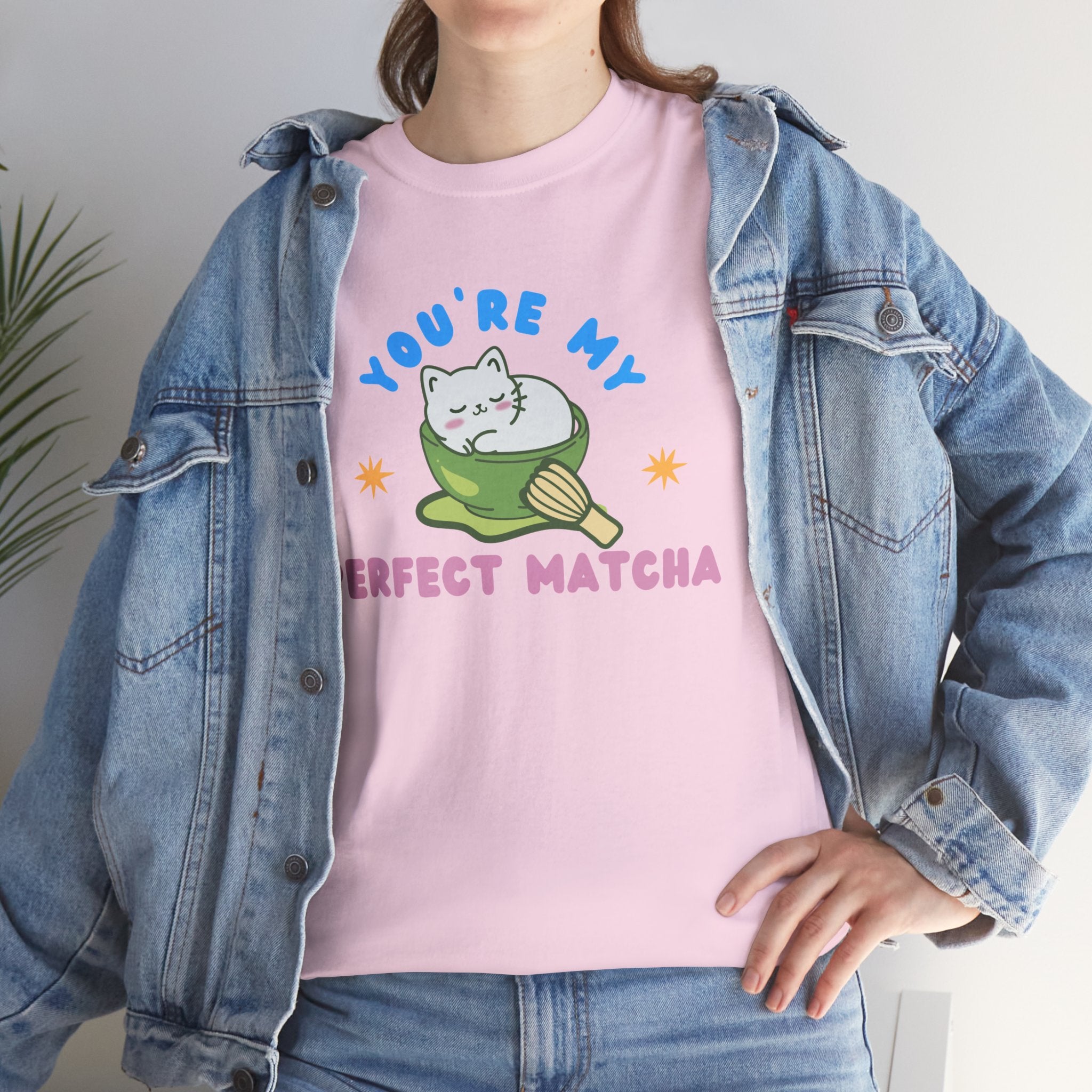 Cat Matcha Tee, Cute Matcha T-shirt, Cat Lover Gift, Unisex Tee, Heavy Cotton Tee, Perfect Matcha Shirt