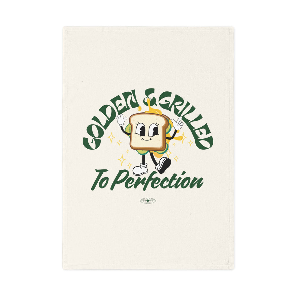 Golden Grilled Cheese Sandwich Cotton Tea Towel - Perfect Gift for Food Lovers, Home Decor, Kitchen Essentials, Cooking, Baking