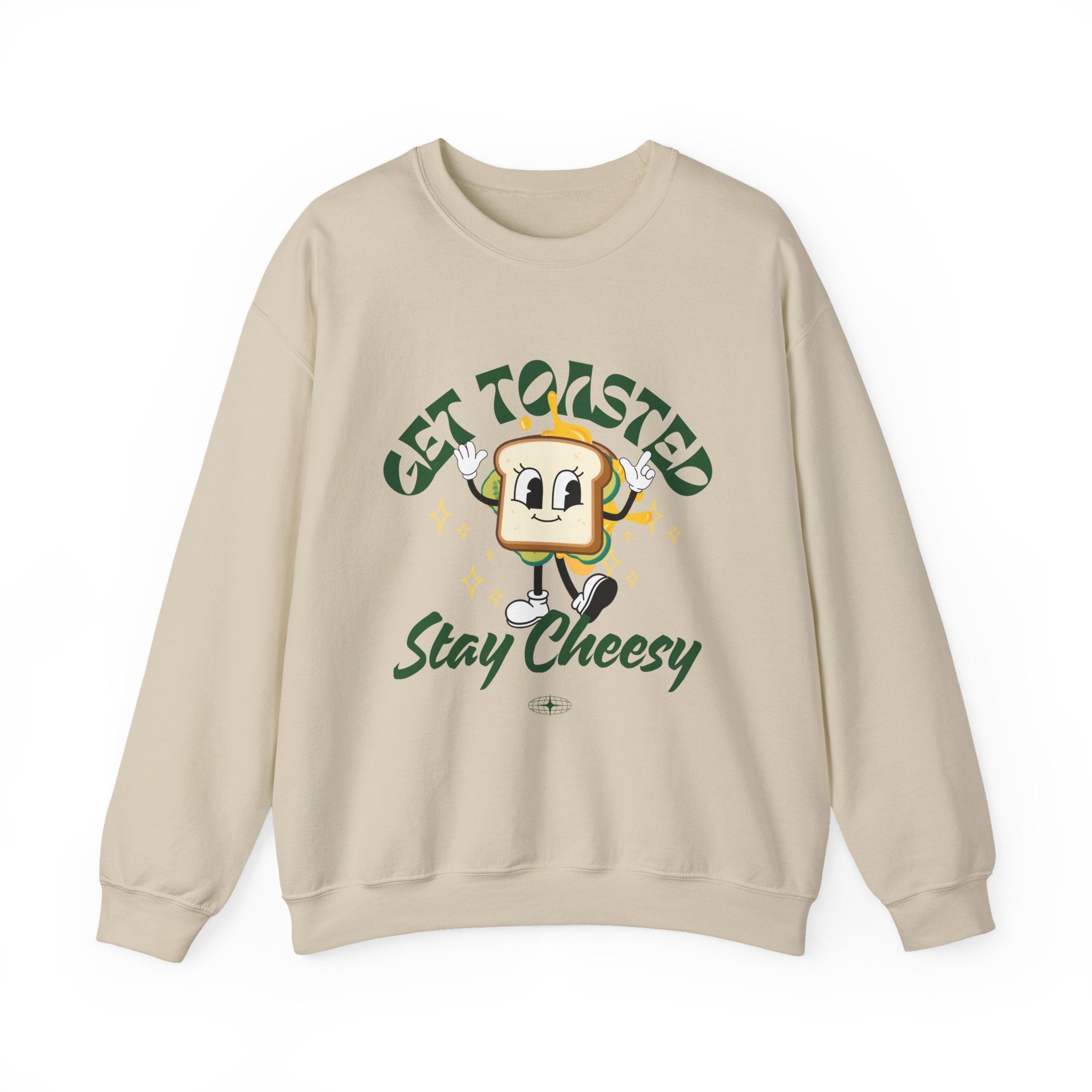 Get Toasted Stay Cheesy Sweatshirt, Cozy Graphic Crewneck, Cute Foodie Apparel, Funny Gift, Unisex Casual Wear