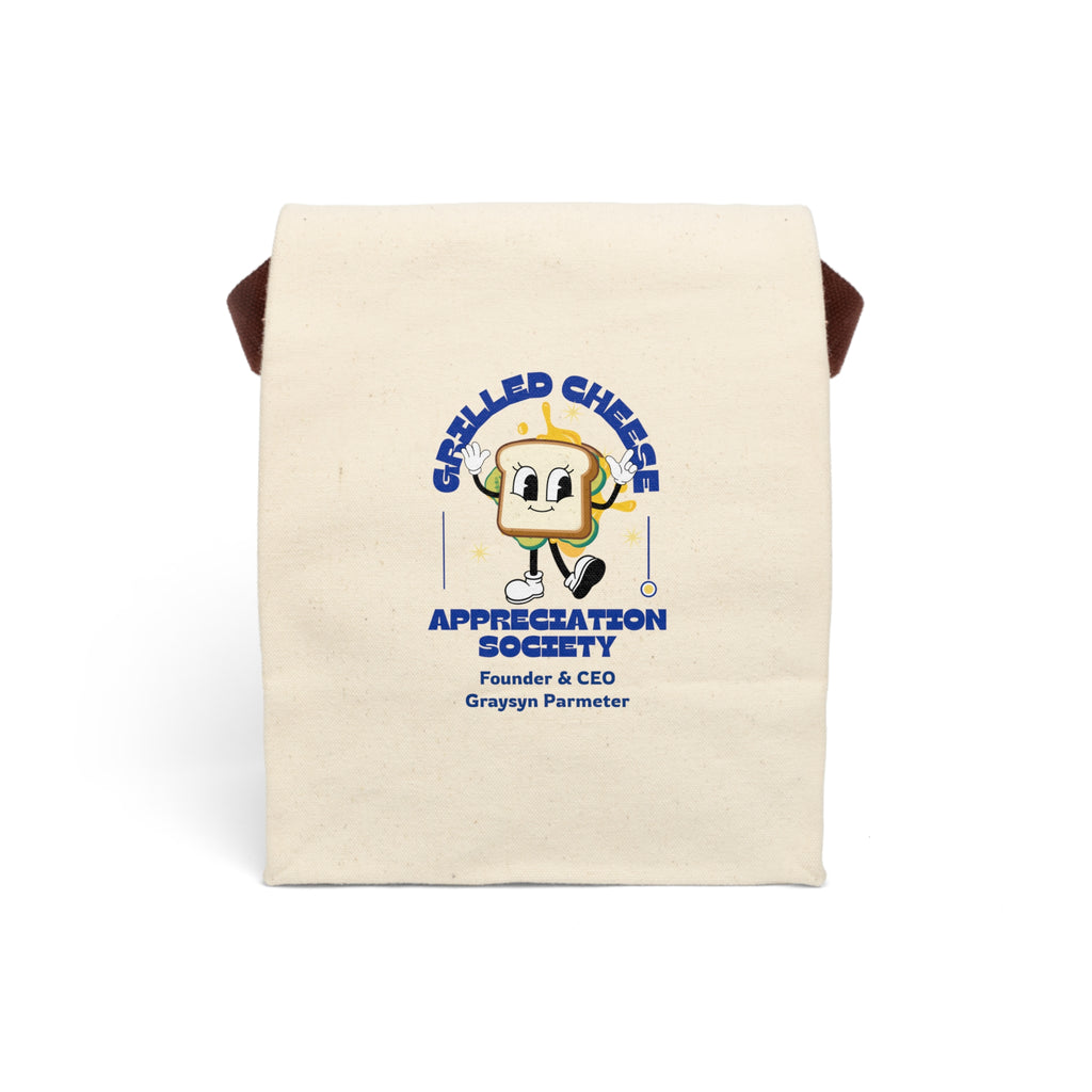 Grilled Cheese Appreciation Canvas Lunch Bag, Quirky Tote for Cheese Lovers, Eco-Friendly Snack Carrier, Perfect Gift for Foodies, Fun Lunch