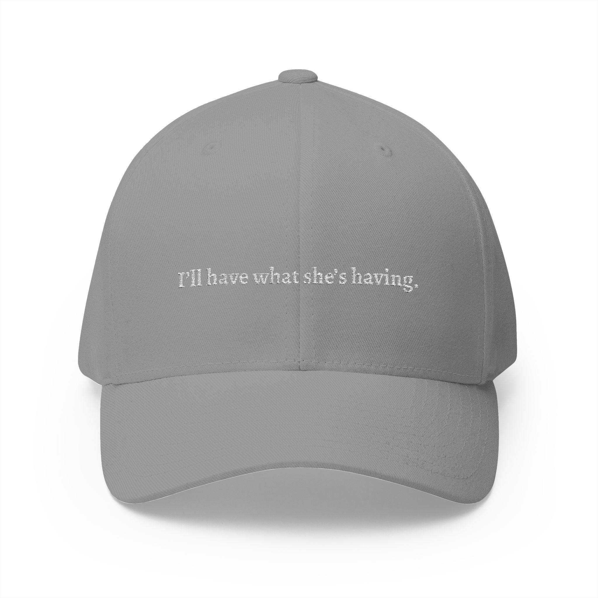 i'd have what she's having Embroidered Cap | Script Text Baseball Hat