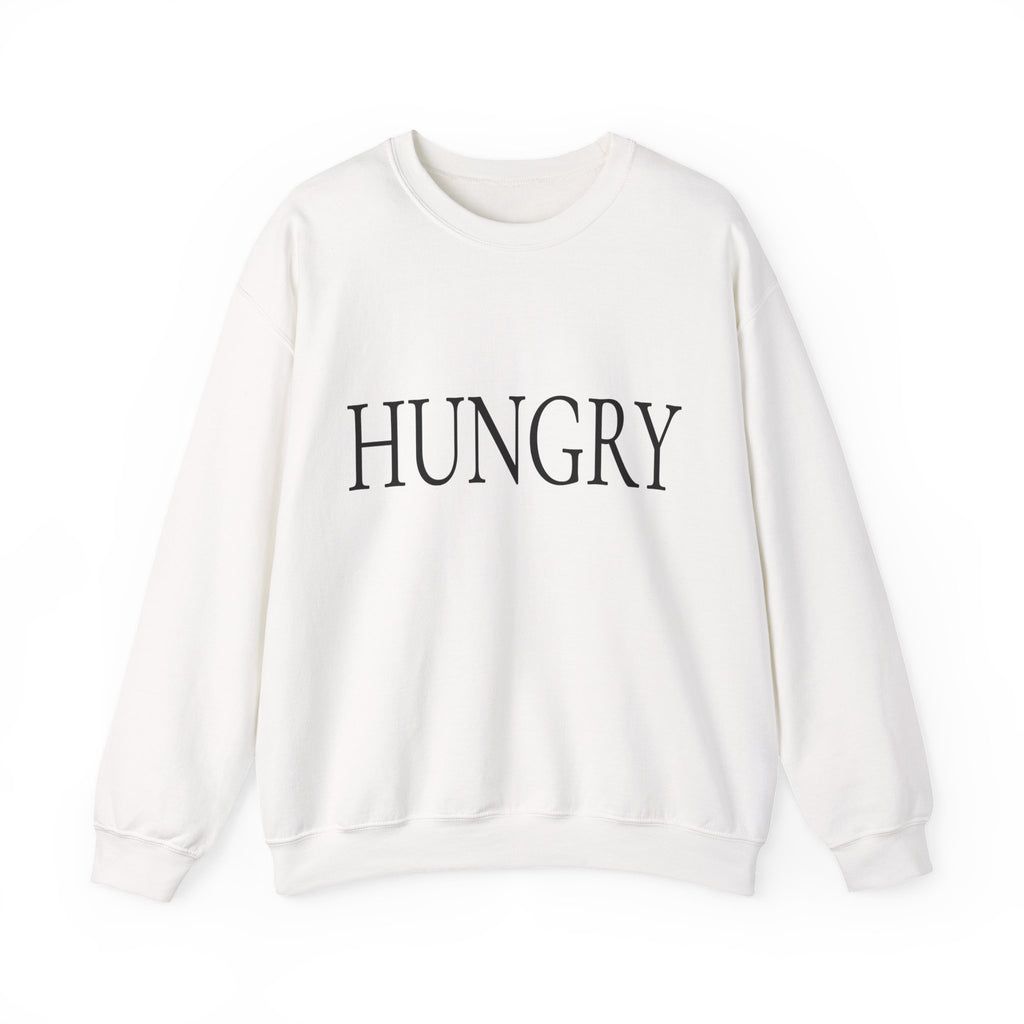 HUNGRY Graphic Sweatshirt – Minimalist White Crewneck