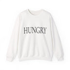 HUNGRY Graphic Sweatshirt – Minimalist White Crewneck
