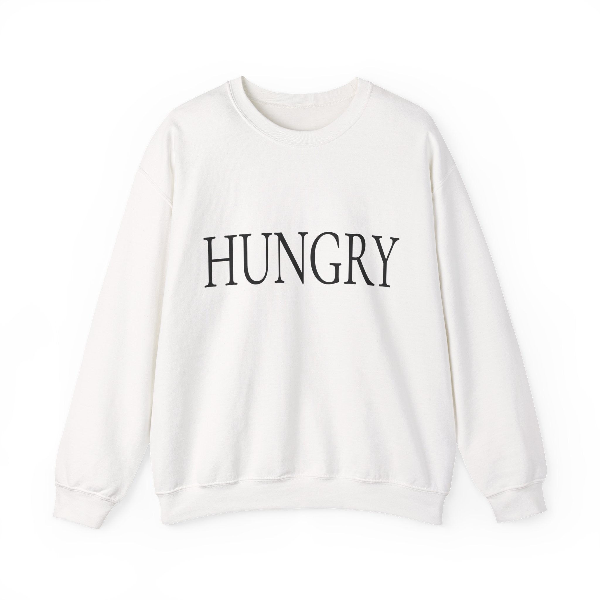 HUNGRY Graphic Sweatshirt – Minimalist White Crewneck