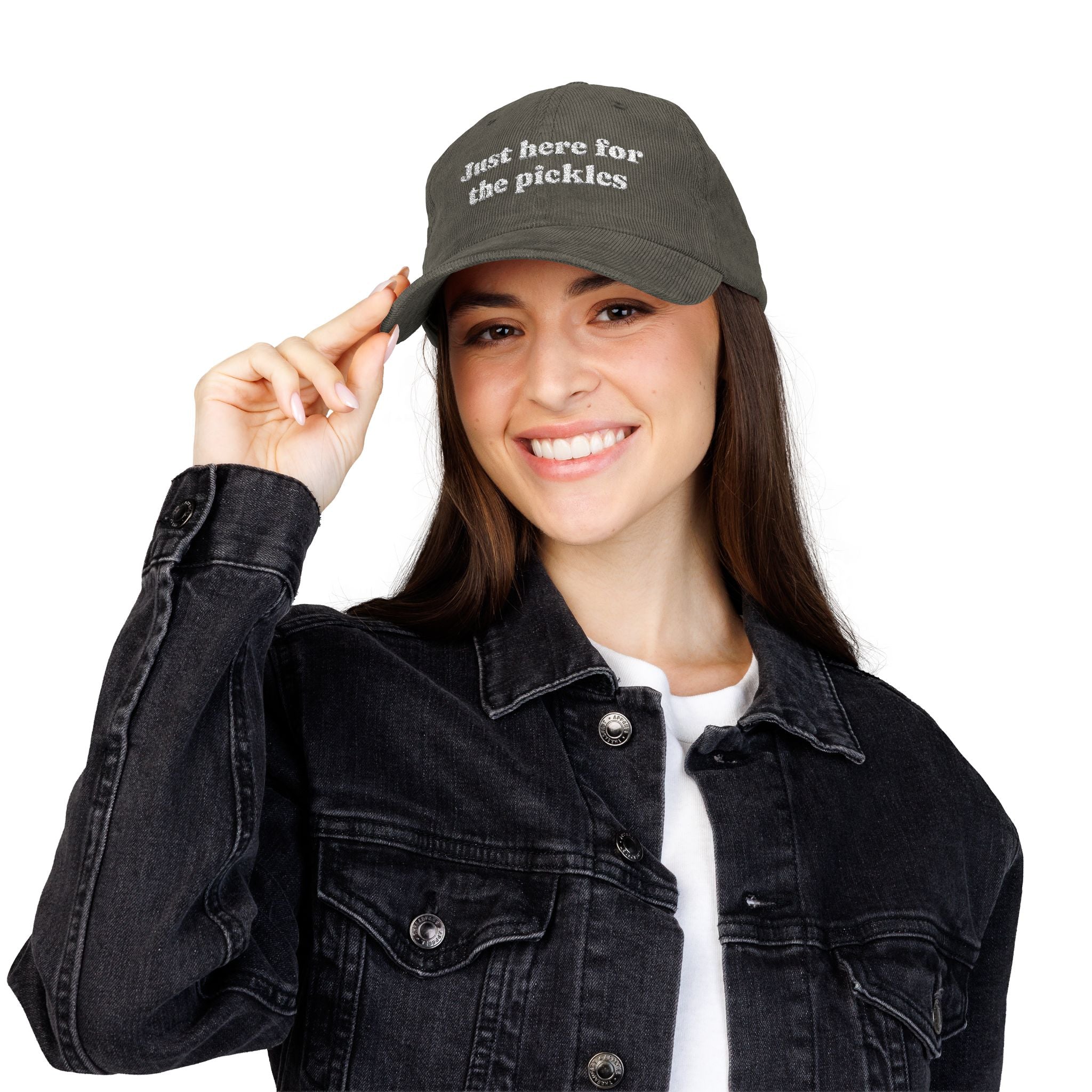 Just Here for the Pickles Corduroy Cap | Embroidered Vintage Dad Hat