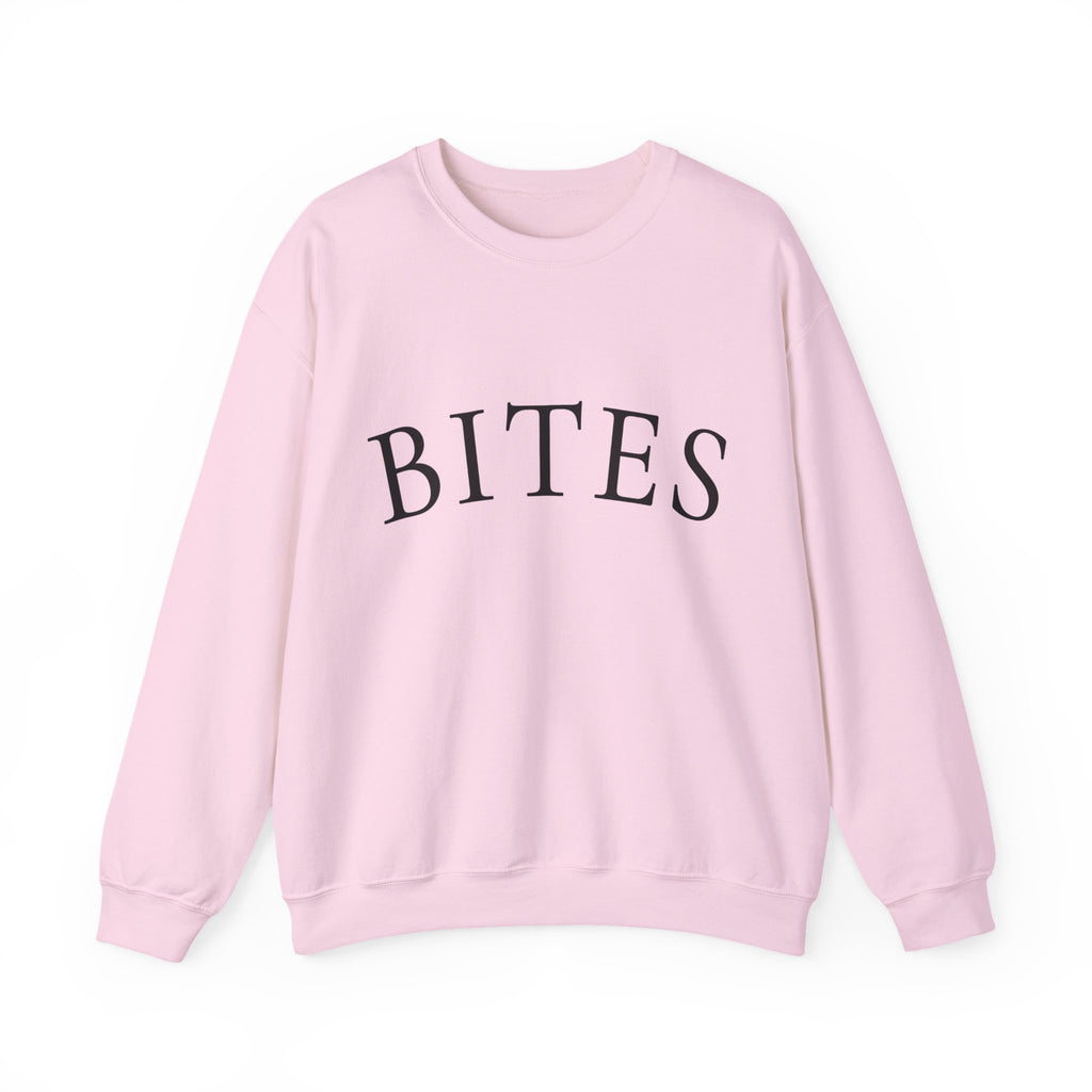 BITES Crewneck Sweatshirt – Minimalist White Graphic Pullover