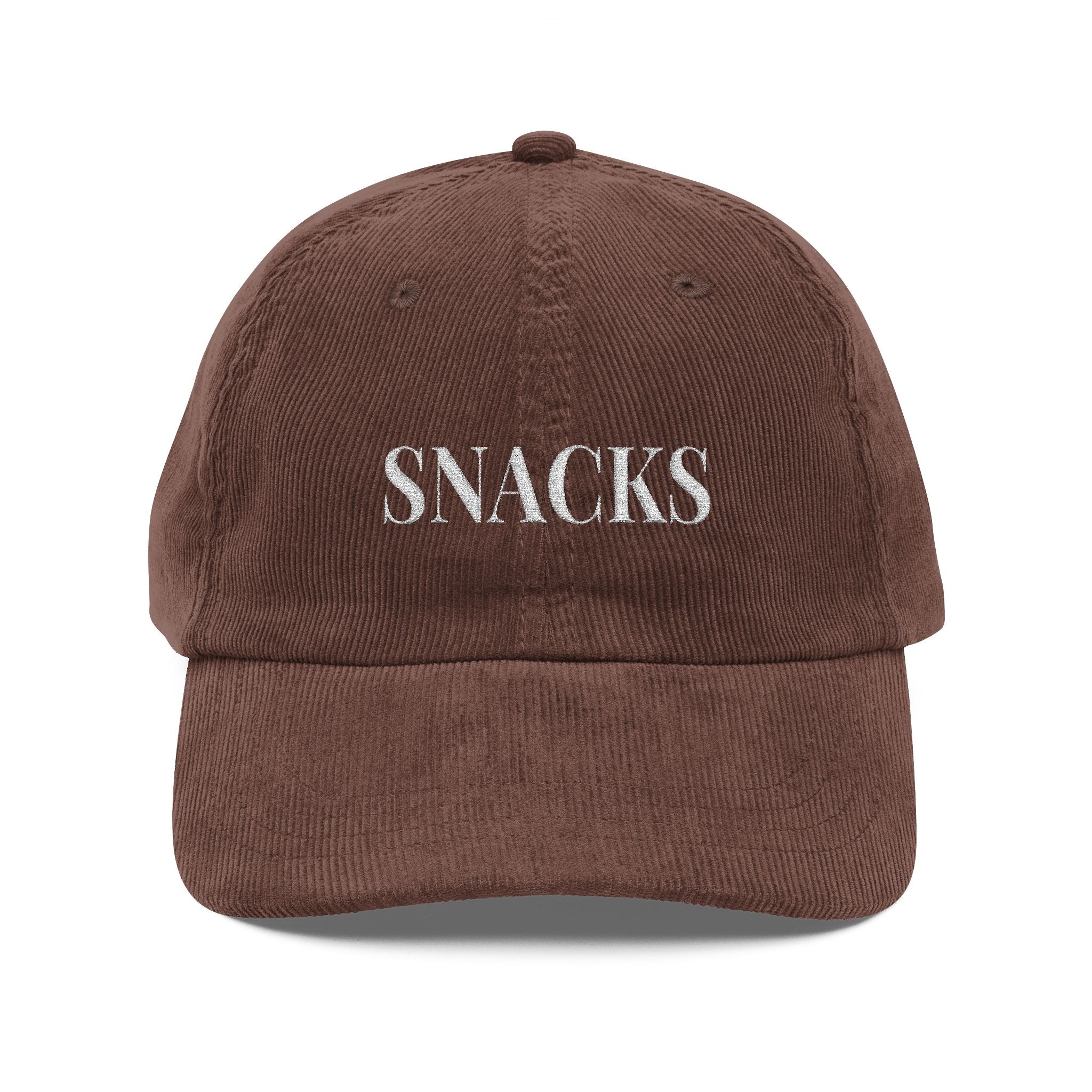 Vintage Corduroy Cap - Embroidered 'SNACKS' Dad Hat