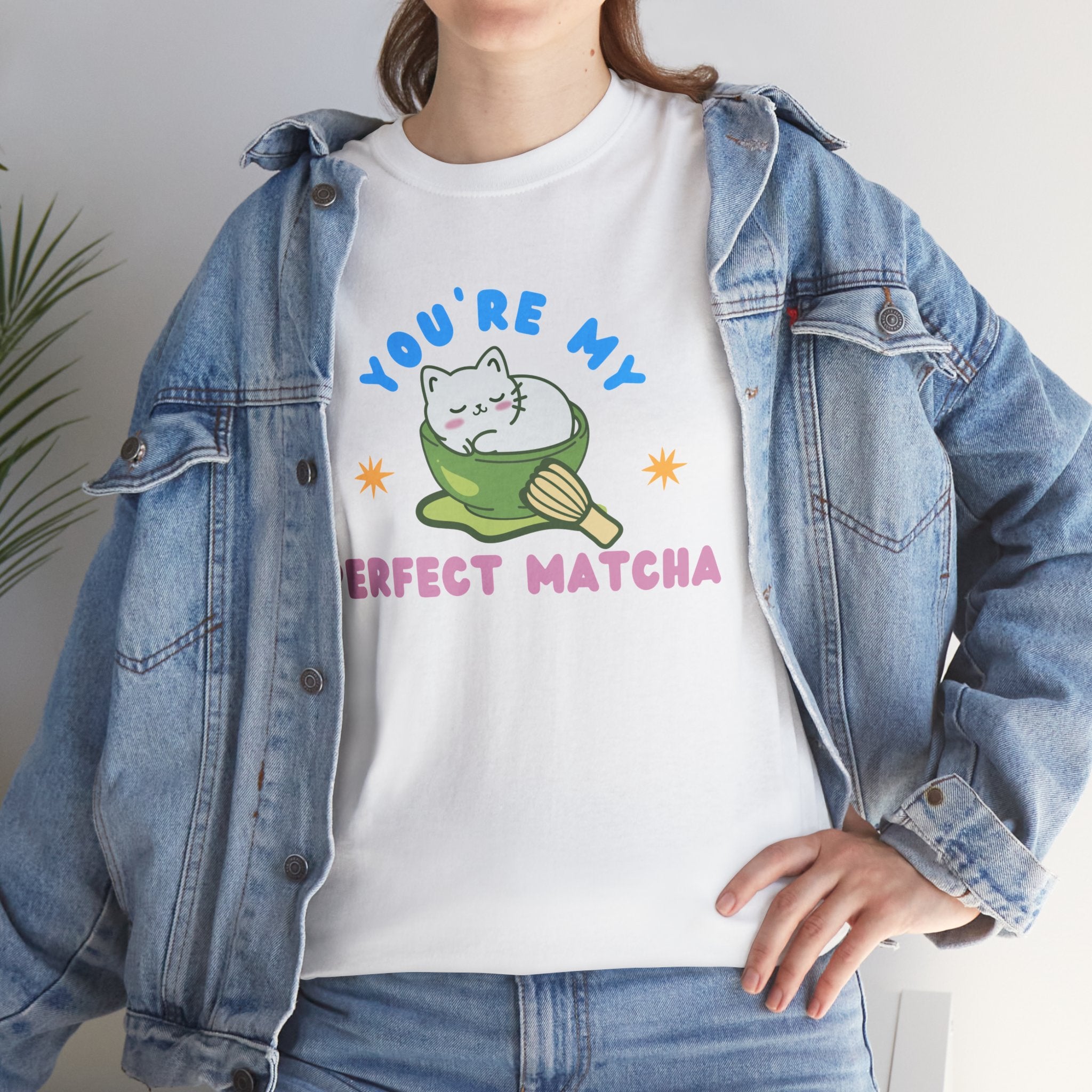 Cat Matcha Tee, Cute Matcha T-shirt, Cat Lover Gift, Unisex Tee, Heavy Cotton Tee, Perfect Matcha Shirt