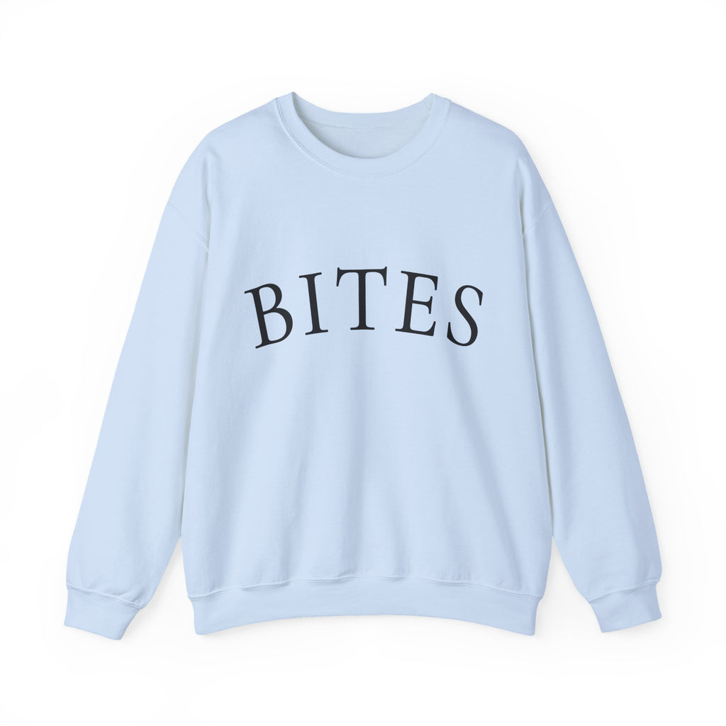 BITES Crewneck Sweatshirt – Minimalist White Graphic Pullover