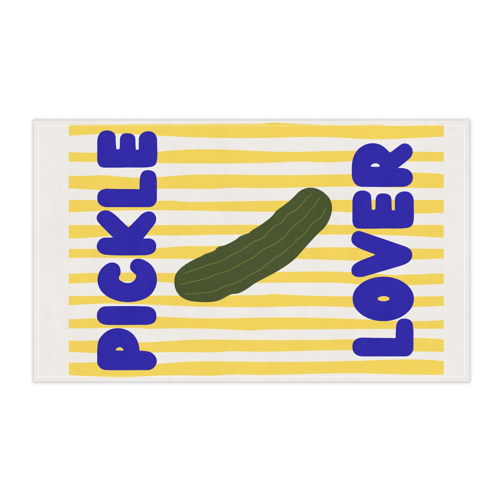 Pickle Lover Tea Towel, Striped Kitchen Dish Towel - Cotton/Poly Blend, Kitchen Hand Towel, Cooking Towel, Hostess Gift, Housewarming Gift,