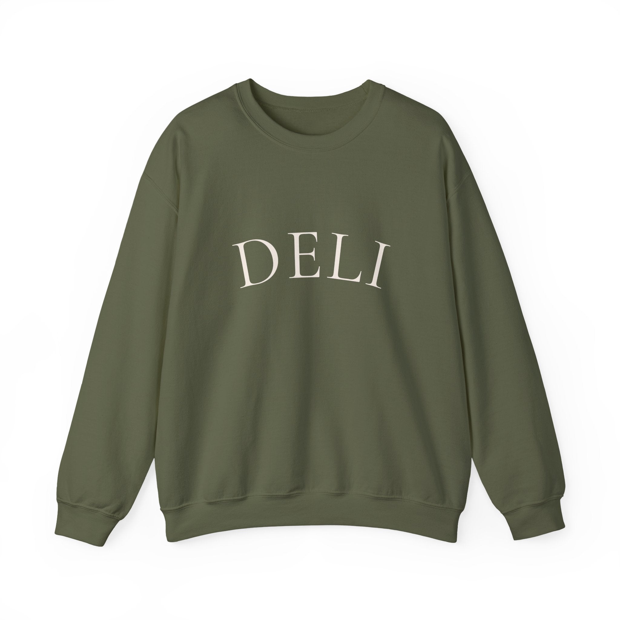 DELI Crewneck Sweatshirt – Minimalist White Pullover for Food Lovers