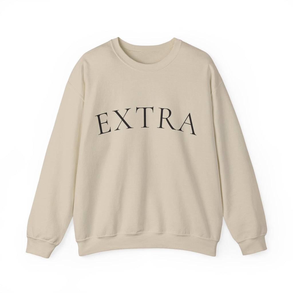 EXTRA Crewneck Sweatshirt - Minimal White Pullover with 'EXTRA' Text