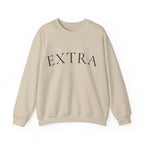 EXTRA Crewneck Sweatshirt - Minimal White Pullover with 'EXTRA' Text