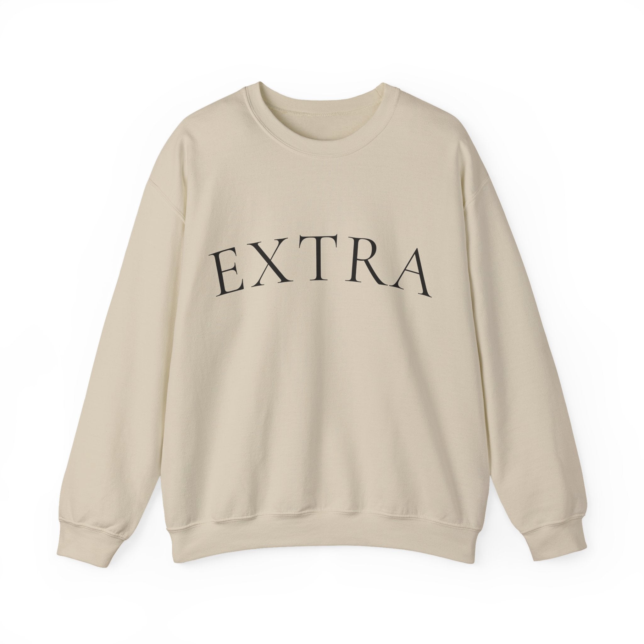 EXTRA Crewneck Sweatshirt - Minimal White Pullover with 'EXTRA' Text