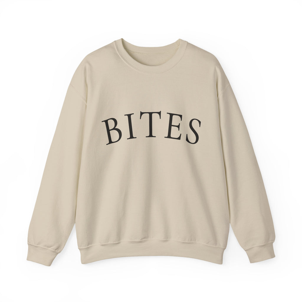 BITES Crewneck Sweatshirt – Minimalist White Graphic Pullover