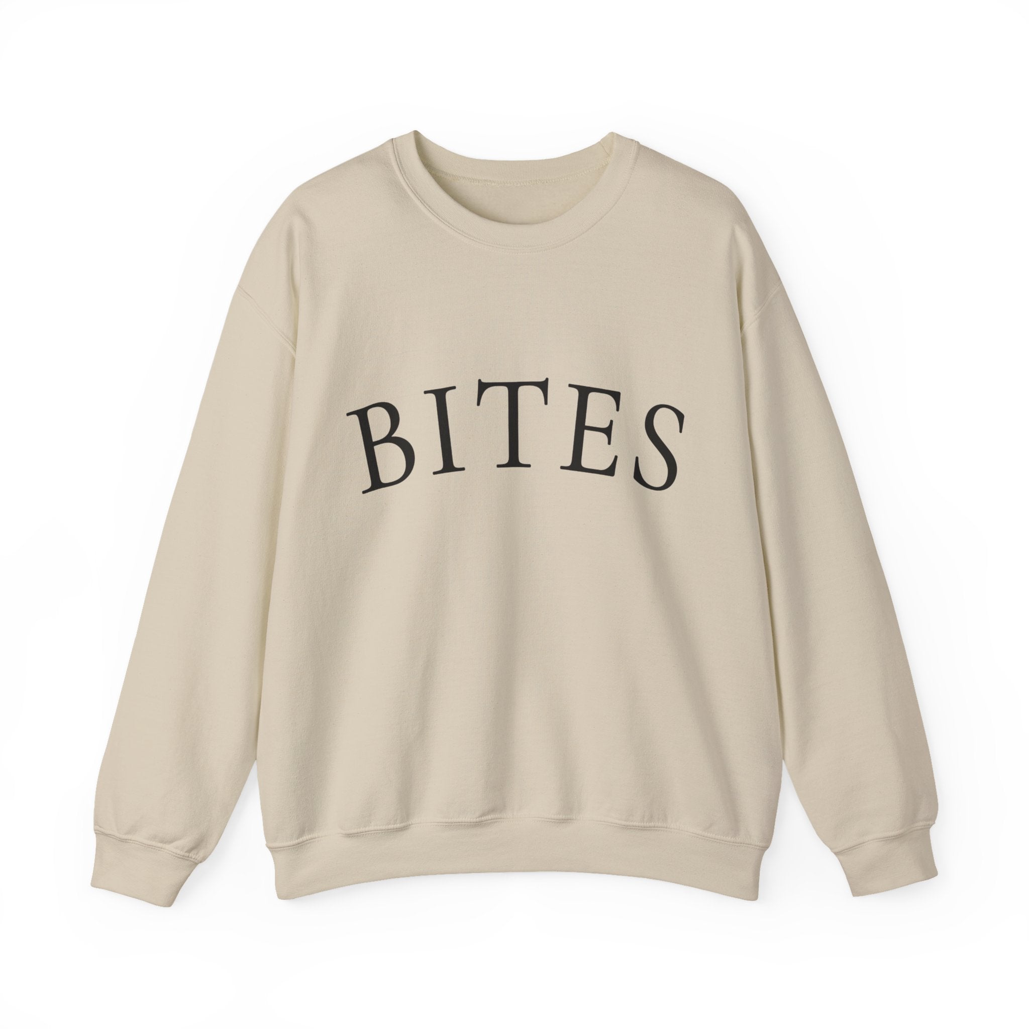 BITES Crewneck Sweatshirt – Minimalist White Graphic Pullover