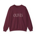 OLIVES Crewneck Sweatshirt - Minimalist Vegan Kitchen Tee for Food Lovers